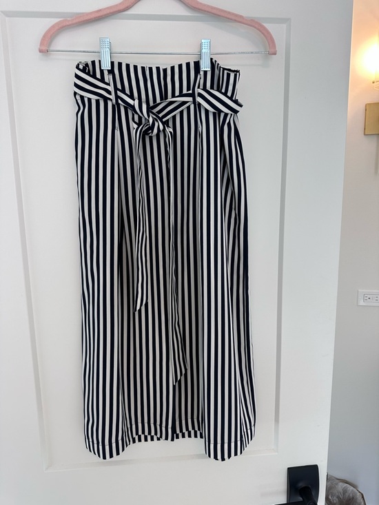 H&M Dresses & Skirts - H&M Navy and White Striped Midi Skirt with Waist Tie